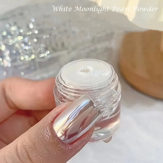 1Box Moonlight Mirror Nails Powder Silver Fine Glitters Metallic Effect Pigments Gel Polish Chrome Holographic Nail Powders