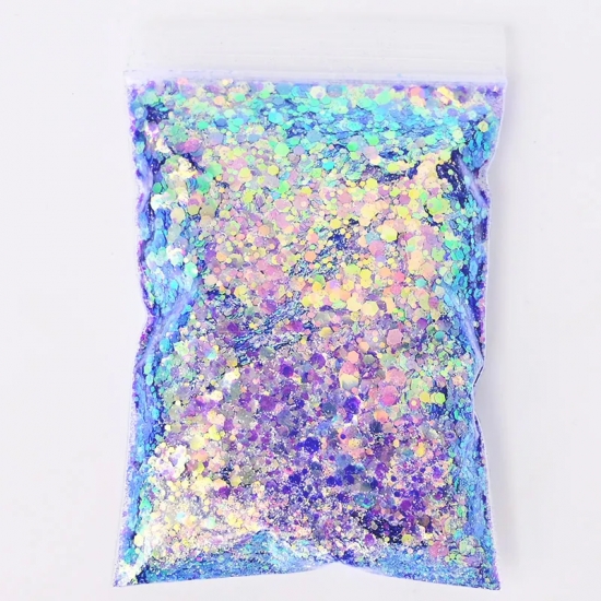 50G-Bag Holographic Mixed Hexagon Shape Chunky Nail Glitter Sequins Sparkly Flakes Slices Manicure Body-Eye-Face Glitter Tcf2335