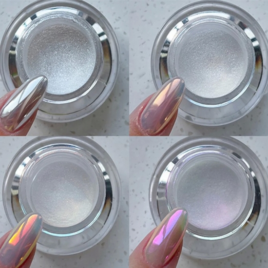 2023-s Moonlight Mirror Glitter Powder Net-0-2G Metallic Silver Effect Chrome Powder 1*Jar Aurora Magic Mirror Manicure Powder P