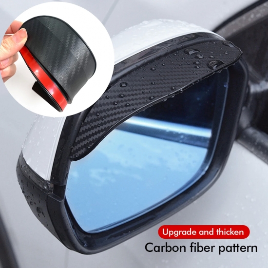2PCS Car Rearview Mirror Rain Eyebrow Carbon Fiber Sun Visor Shade Cover Protector Clear Vision for Rain Car Mirror Accessories