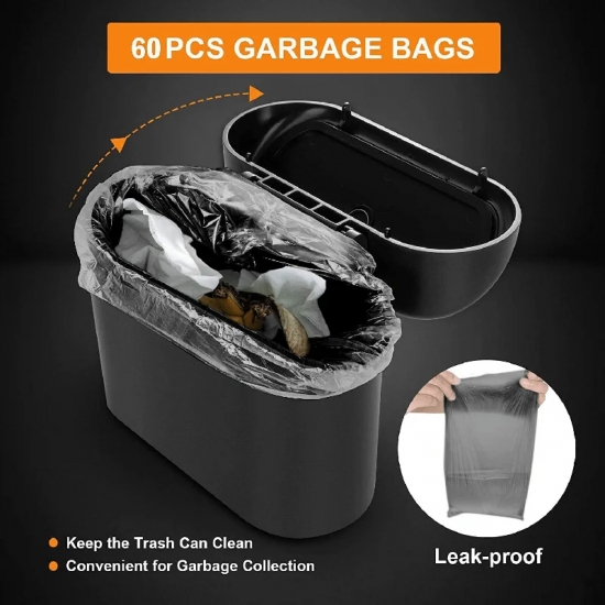 3Pcs Car trash can (with lid) contains 60 (300) garbage bags, small car trash can, leak-proof mini car accessories