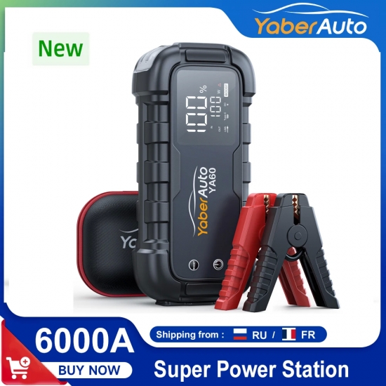 6000A Jump Starter 150W DC Car Battery Charger 3-3 LED Screen 600 Lumens Flashlight Battery Charger Super Starting Device