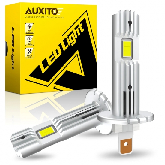AUXITO 2Pcs 12000LM H1 LED Headlight Bulb H1 LED Canbus Car Head Fog Light Fanless Wireless Mini Size Auto Lamp 12V 6500K White