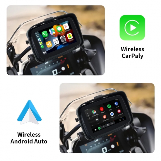 EKIY GPS Navigation Motorcycle IPX7 Waterproof Apple Carplay Display Screen Portable Motorcycle Wireless Android Auto Monitor