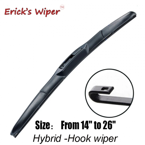 Erick-s Wiper 1Pc Universal Front Hybrid Wiper Blade 14-quot; 16-quot; 17-quot; 18-quot; 19-quot; 20-quot; 21-quot; 22-quot; 24-quot; 26-quot;  U - J Type Hook Windscreen Wipers