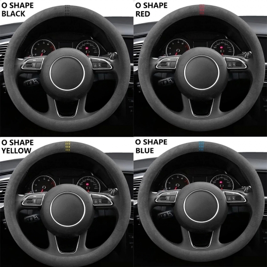 Suede Cover for All Seasons Auto Steering Wheel Cover Ultra-thin Non-slip D-shaped Round Breathable Car Steering Wheel Protector