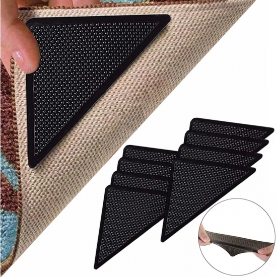 4Pcs8pcs-set Triangle Washable Reusable Rug Gripper Anti-skid Rubber Mat Non Slip Patch Tape for Tile Floors Carpets Corners Pad