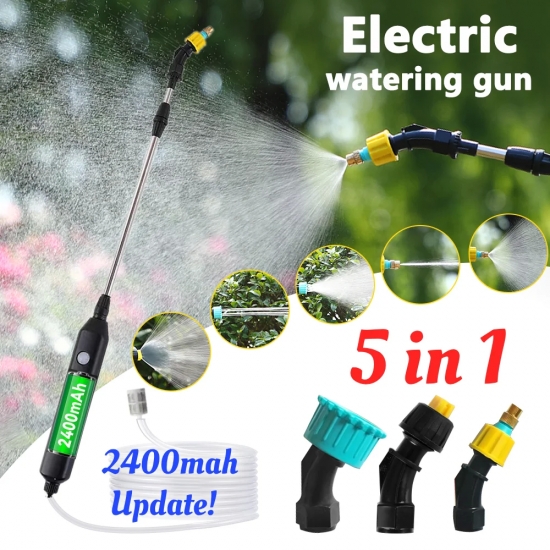 Portable Electric Gardening Sprayer Irrigation Tool USB 2400mah Rechargeable Telescopic Handle with 3 Nozzles for Yard Plant