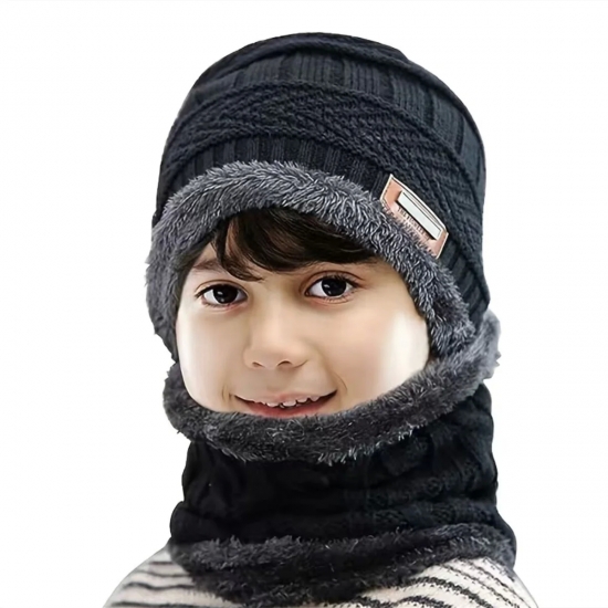 Boys Winter Hats and Scarves Set Boys Girls Add Thick Hats and Necklaces In Autumn Cute Baby Hats for Children Ages3-8Years
