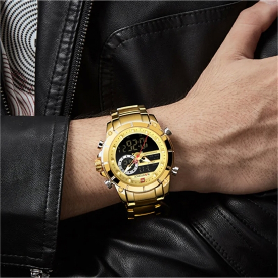NAVIFORCE Top Luxury Original Sports Wrist Watch For Men Quartz Steel Waterproof Dual Display Military Watches Relogio Masculino