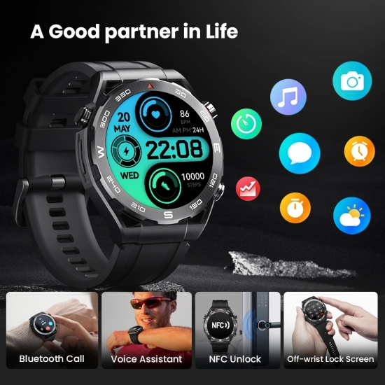 HAYLOU Watch R8 Smartwatch 1-43-- AMOLED Display Smart Watch Bluetooth Phone Call Mulitary-grade Toughness Smart Watches for Men