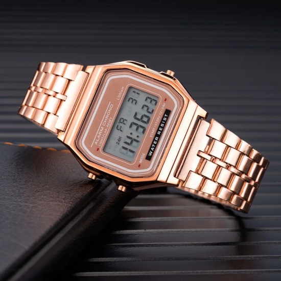 Luxury Women-s Rose Gold Silicone Watches Women Fashion LED Digital Clock Casual Ladies Electronic Watch Reloj Mujer 2022