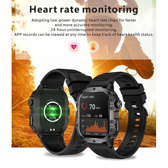 2024 New For Xiaomi Military Smart Watch Men IP68 5ATM Outdoor Sports Fitness Tracker Health Monitor 1-96-quot; BT Call Smartwatch