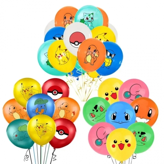 Cartoon Pokemon Pikachu Latex Balloon Set Pikachu Squirtle Charmander Model Balloons Toys Child Birthday Party Supply Decoration