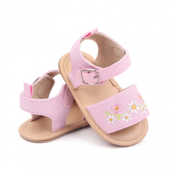 Baby Girl Summer Sandal Embroidery Flower Design for 0-1 Years Old