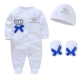 Newborn Baby Boys Romper Royal Crown Prince 100% Cotton Clothing Set with Cap Gloves Infant Girl One-Pieces Footies Sleepsuits