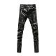 New Winter Men Skinny Biker Pu Leather Pants High Street Fashion Motorcycle Trousers for Male Stage Club Wear