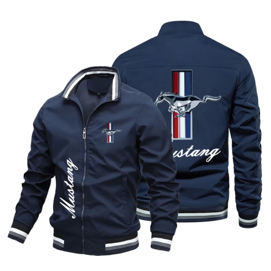 2023 Brand Printing Baseball Jacket Men-s Casual Round Collar Aviator Jacket Men-s Fall High-quality Slim Mustang Men-s Jacket