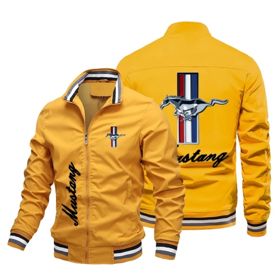 2023 Brand Printing Baseball Jacket Men-s Casual Round Collar Aviator Jacket Men-s Fall High-quality Slim Mustang Men-s Jacket