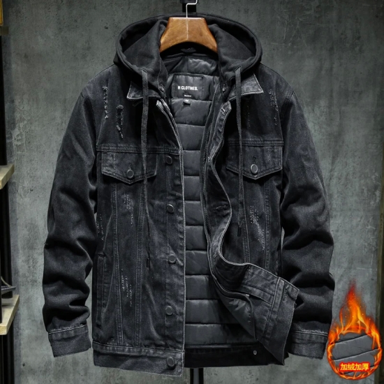 2023 Men Black-blue Winter Jean Jackets Outerwear Warm Denim Coats New Liner Thicker Winter Wool Large Size m-4xl