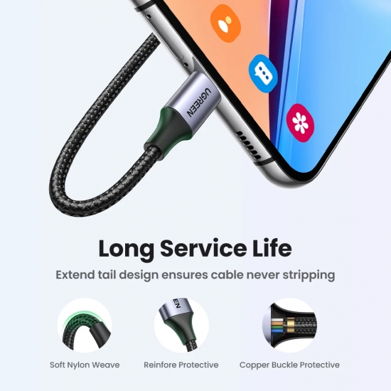 UGREEN 3A USB Type C Cable For Xiaomi Samsung Galaxy S24 Fast Charging USB Charging Data Cable 18W For iPhone 15 iPad Poco USB C