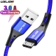 USLION 3A Micro USB Cable Fast Charging for Samsung Xiaomi Huawei Realme OPPO Android Mobile Phone USB Data Wire Cord 0-5-1-2-3M