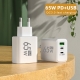 65W 3 Ports GaN USB PD Charger Fast Charging Type C Mobile Phone Adapter Quick Charger 3-0 For iPhone 15 Samsung Xiaomi Huawei