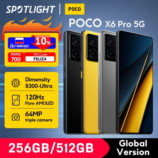 World PremierePOCO X6 Pro 5G Global Version Smartphone Dimensity 8300-Ultra 6-67-quot; 1-5K Flow AMOLED DotDisplay 64MP 67W NFC