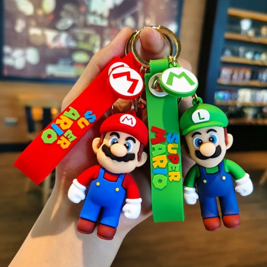 10styles Super Mario Keychain Mario Bros Luigi Toad Yoshi Bowser Action Figure Model Pvc Cartoon Bag Doll Pendant Toys Gift