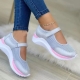 Round Head Knitted Women-s Thick Sole Single Shoes Women-s Large Size 36-43 Grid Casual Women-s Shoes Sneakers Women