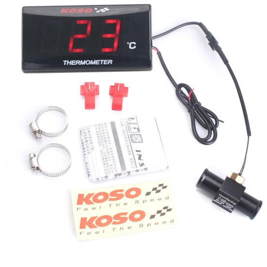Universal Motorcycle Thermometer Instruments Water Temp Temperature Digital Display Meter Gauge Sensor Adapter For KOSO