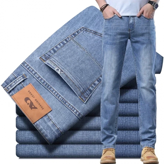 2024  Thin for summer Materail  Men-s Luxury Classic Style Men Jeans Business  Stretch Denim Male Trousers