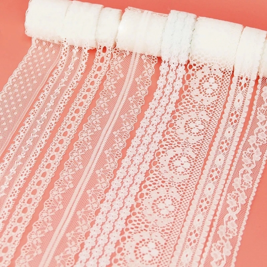 (5 yards-roll) white Lace ribbon fabric Webbing Decoration Lovely gift packing polyester Material