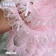 5CM Wide Pink Embroidery 3D Flower Tulle Lace Fabric Trim Ribbon DIY Sewing Applique Collar Fringe Tassel Wedding Guipure Decor