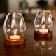 Transparent Round Glass Candlestick Retro Home Windproof Candle Holders Cup Cover Table Decor Ornament Wedding Party Accessories