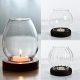 Transparent Round Glass Candlestick Retro Home Windproof Candle Holders Cup Cover Table Decor Ornament Wedding Party Accessories