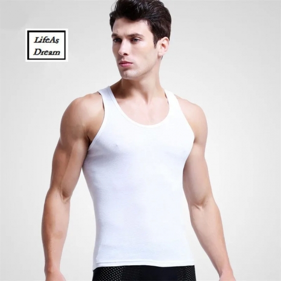 3pcs-lot Cotton Mens  Underwear Sleeveless Tank Top Solid Muscle Vest Undershirts O-neck Gymclothing T-shirt men-s vest