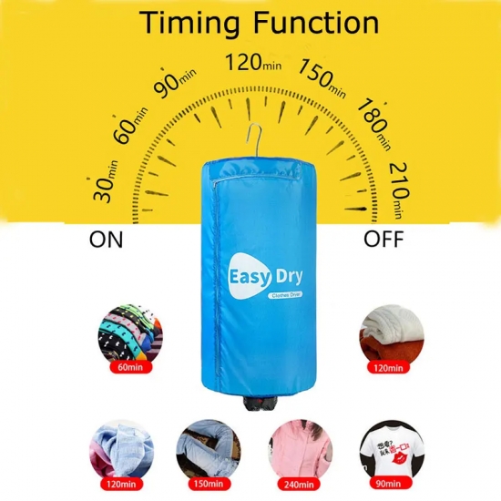Foldable Colthes Dryer Household Travel Use Hanging 450W High Power Cloth Drying Machine Timing Function Waterproof Fast Drying