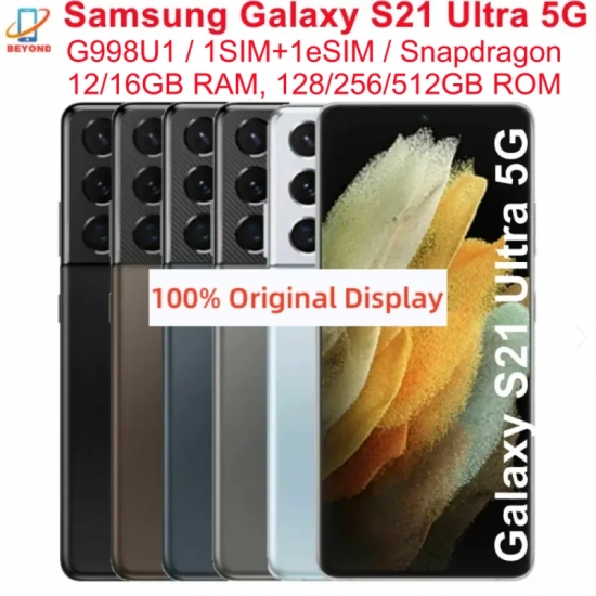 Samsung Galaxy S21 Ultra 5G G998U1 6-8-quot; RAM 12-16GB ROM 128-256-512GB Snapdragon NFC Unlocked Original Android Cell Phone