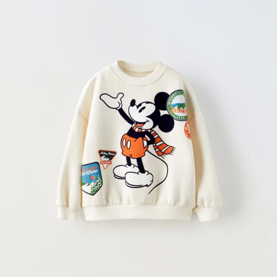 Spring New Mickey Sweatshirt Loose Fashion Long Sleeved Tops O-neck Children Baby Casual Hoodies Boys Clothing Cartoon Sweater