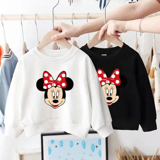 Spring-autumn Baby Girl Minnie Sweatshirt Loose Long Sleeve Tops Fashion Cartoon Disney Children Hoodies Crewneck Pullovers