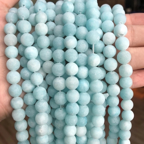 Natural Stone Matte Amazonite Round Beads for Jewelry Making  Perles Gem Loose Beads Diy Bracelet Necklace 15-- 4-6-8-10-12mm