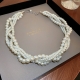 FYUAN Korean Style Twining Pearl Choker Necklaces for Women Geometric Necklaces Weddings Bride Jewelry Accessories