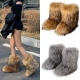 Winter Women Fluffy Faux Fox Fur Boots Woman Plush Warm Snow Boots Luxury Footwear Girls Furry Fur Bottes Fashion Winter Shoe