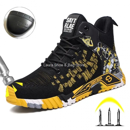 High Top Safety Shoes Men Steel Toe Work Shoes Men Women Work Safety Boots Anti Smash Safety Indestructible Work Boot Breathable