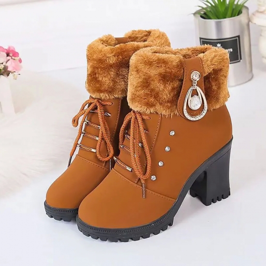 Faux Fur Winter Ankle Boots For Women Plush Thick Warm High Heel Female Martin Boots Party Wedding Footwear Elegant Shoes