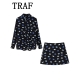 TRAF 2024 Printed Women Mini Skirt Sets For Women 2 Pieces Long Sleeve Shirts Top Women Suits New Two Piece Set Women Outfit