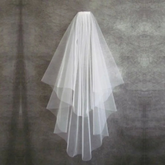 Short Wedding Veil With Comb Cut Edge 2 Layers Simple Mariage Accessories 2024