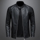 2023 Autumn Leather Jacket Men Stand Collar Slim Pu Leather Jacket Fashion Motorcycle Causal Coat Mens Moto Biker Leather Coat