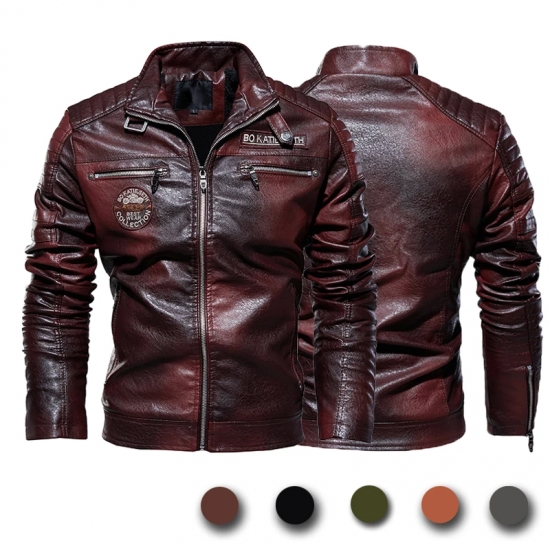 New Men-s Leather Jackets Autumn And Winter Casual Motorcycle Slim PU Jacket Biker Leather High Quality Fashion Warm Overcoat